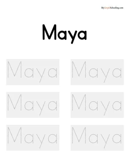 A name sheet: Maya, to trace.