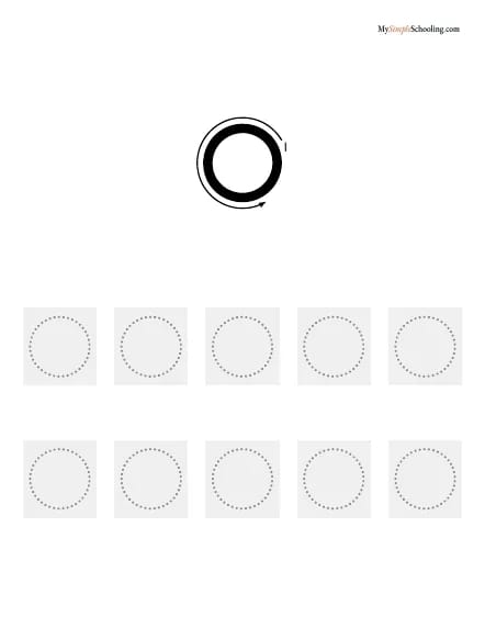 A shapes sheet: circles to trace.